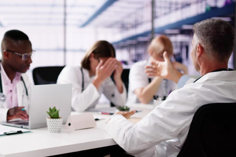 Doctor,Bullying,Hospital,Team,At,Training,Meeting